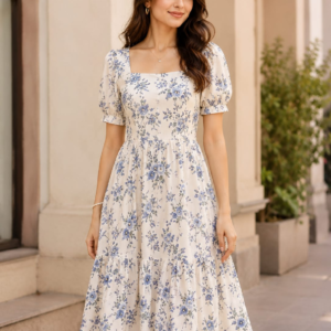 Outfit Diary | Women's Floral Printed Fit & Flare Knee-Length Dress