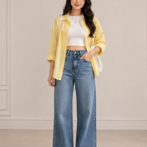 Women's Pastel Yellow Oversized Casual Shirt